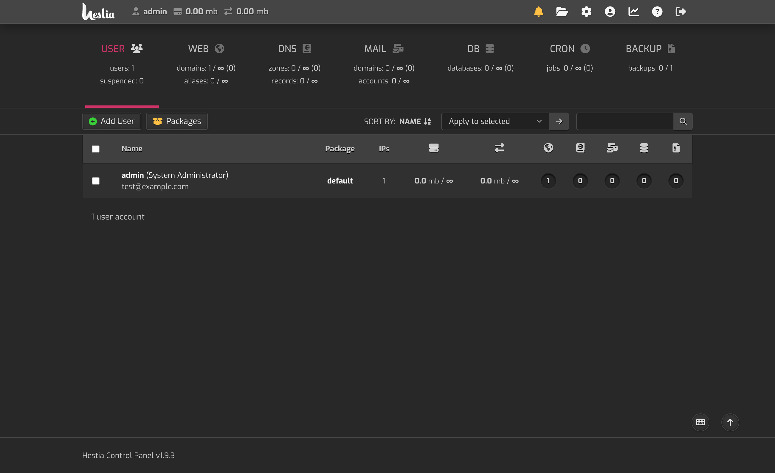 Screenshot of interface