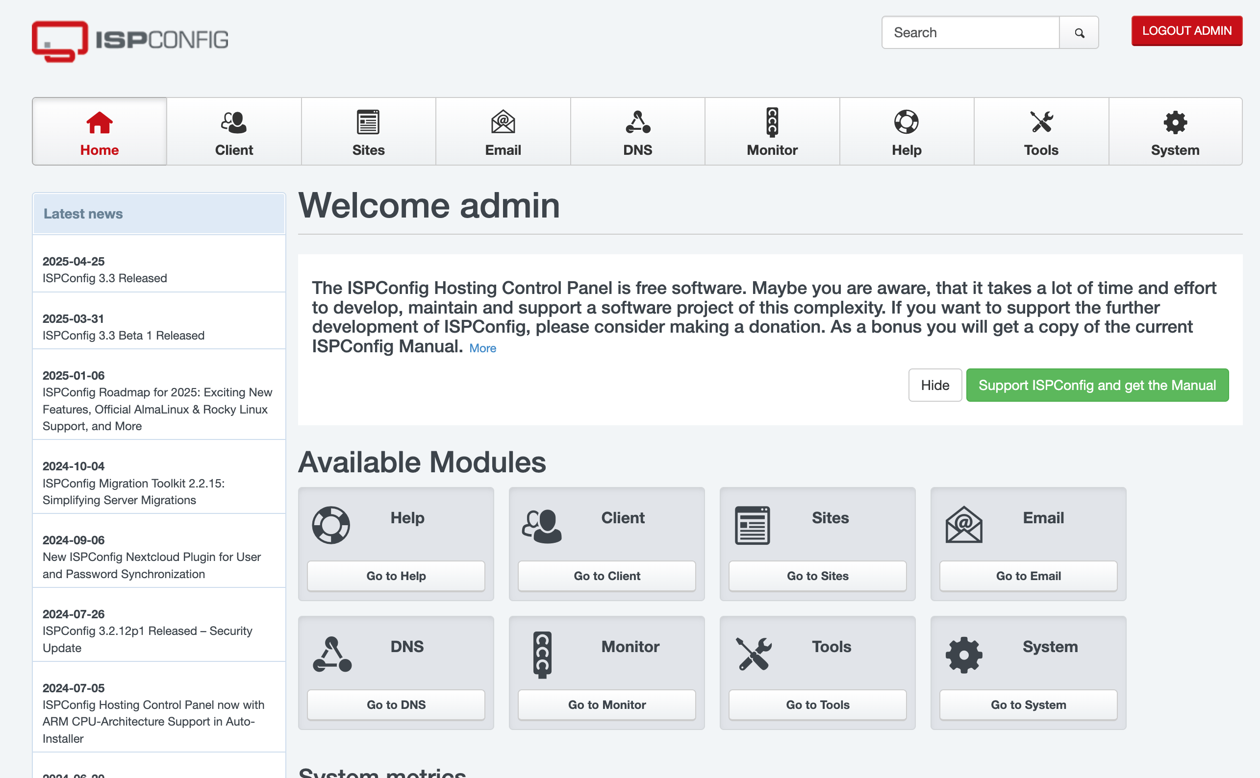 Screenshot of interface
