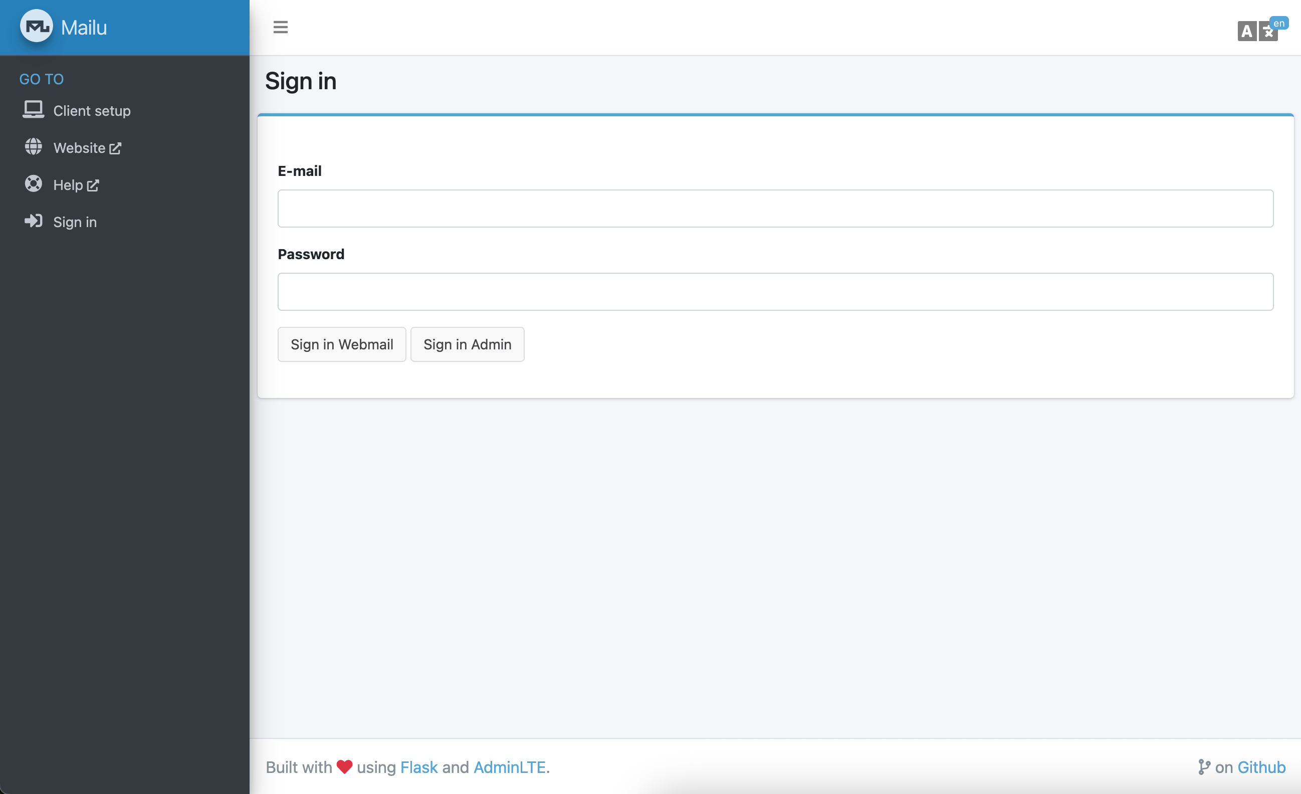 Screenshot of interface