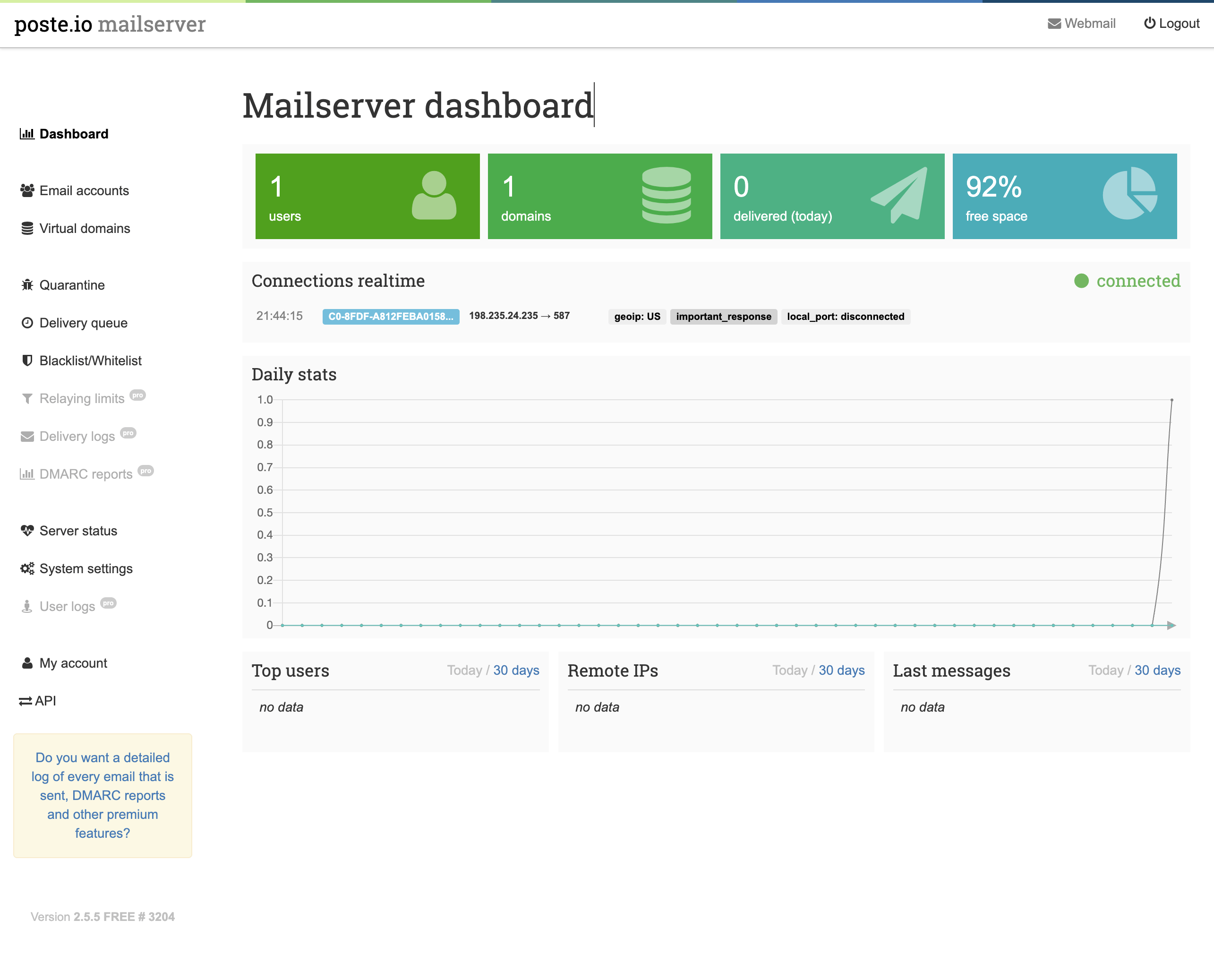 Screenshot of interface