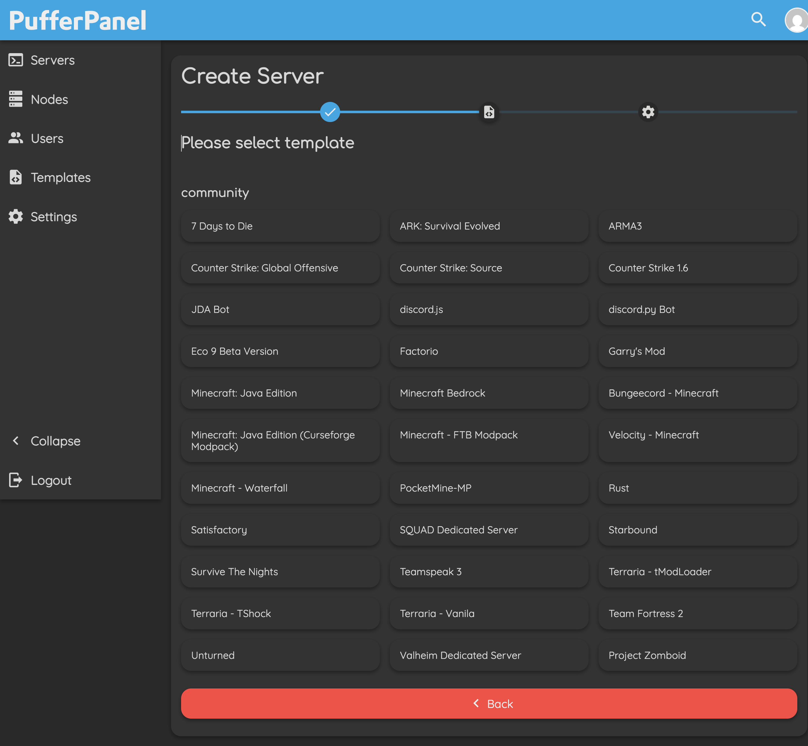 Screenshot of interface