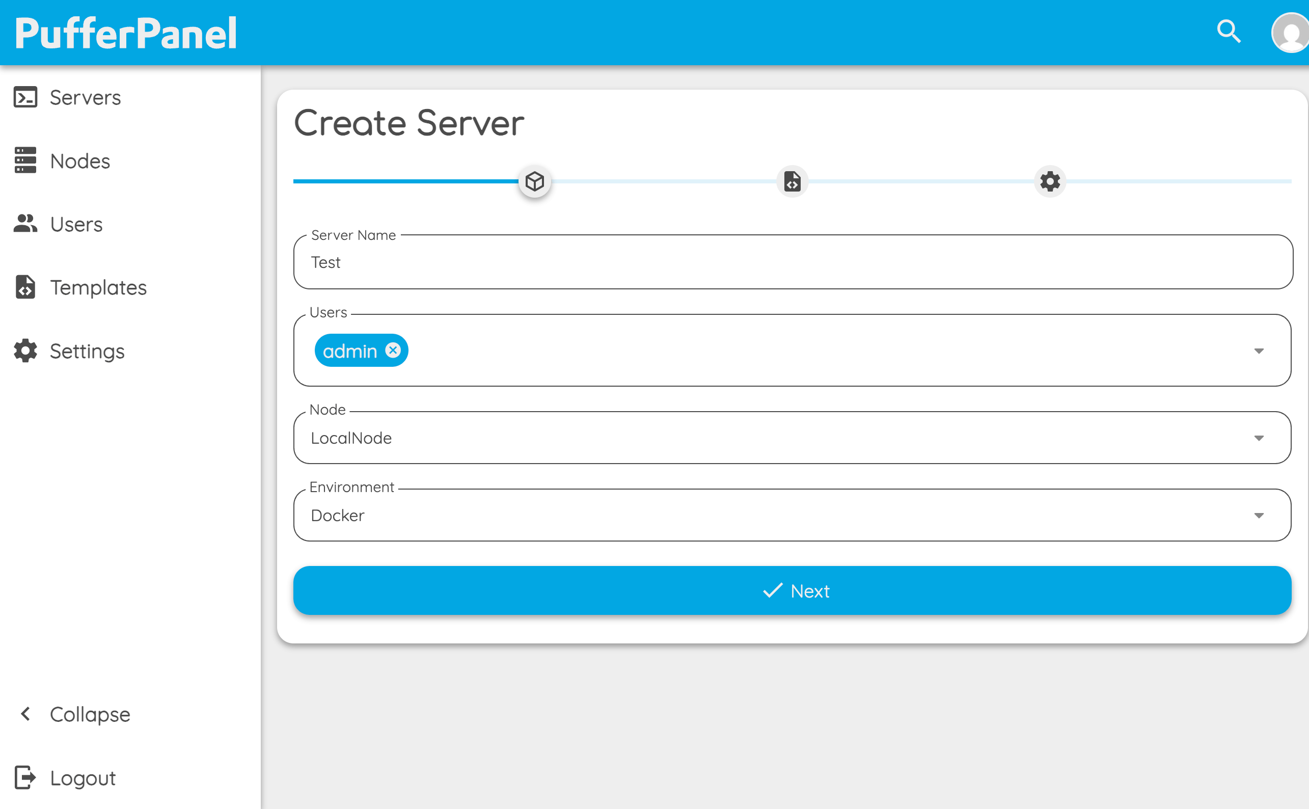 Screenshot of interface