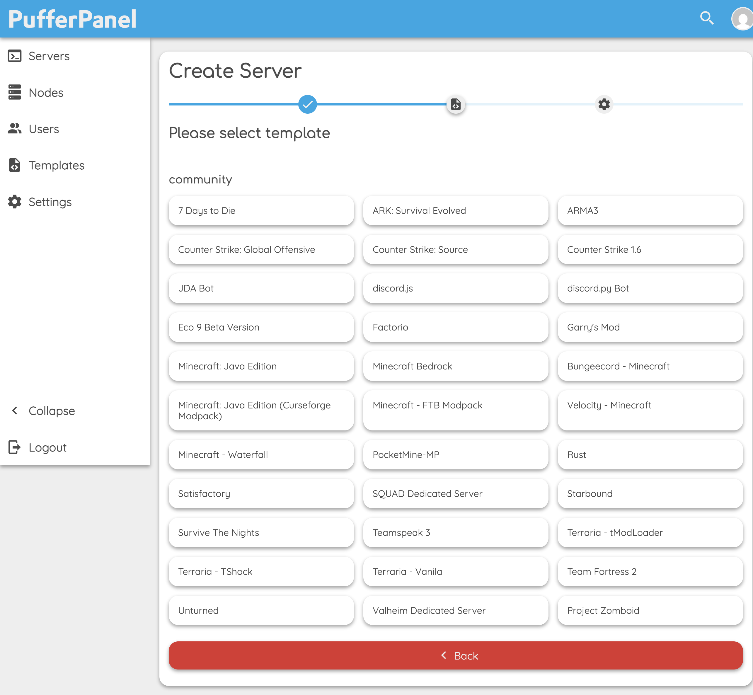 Screenshot of interface