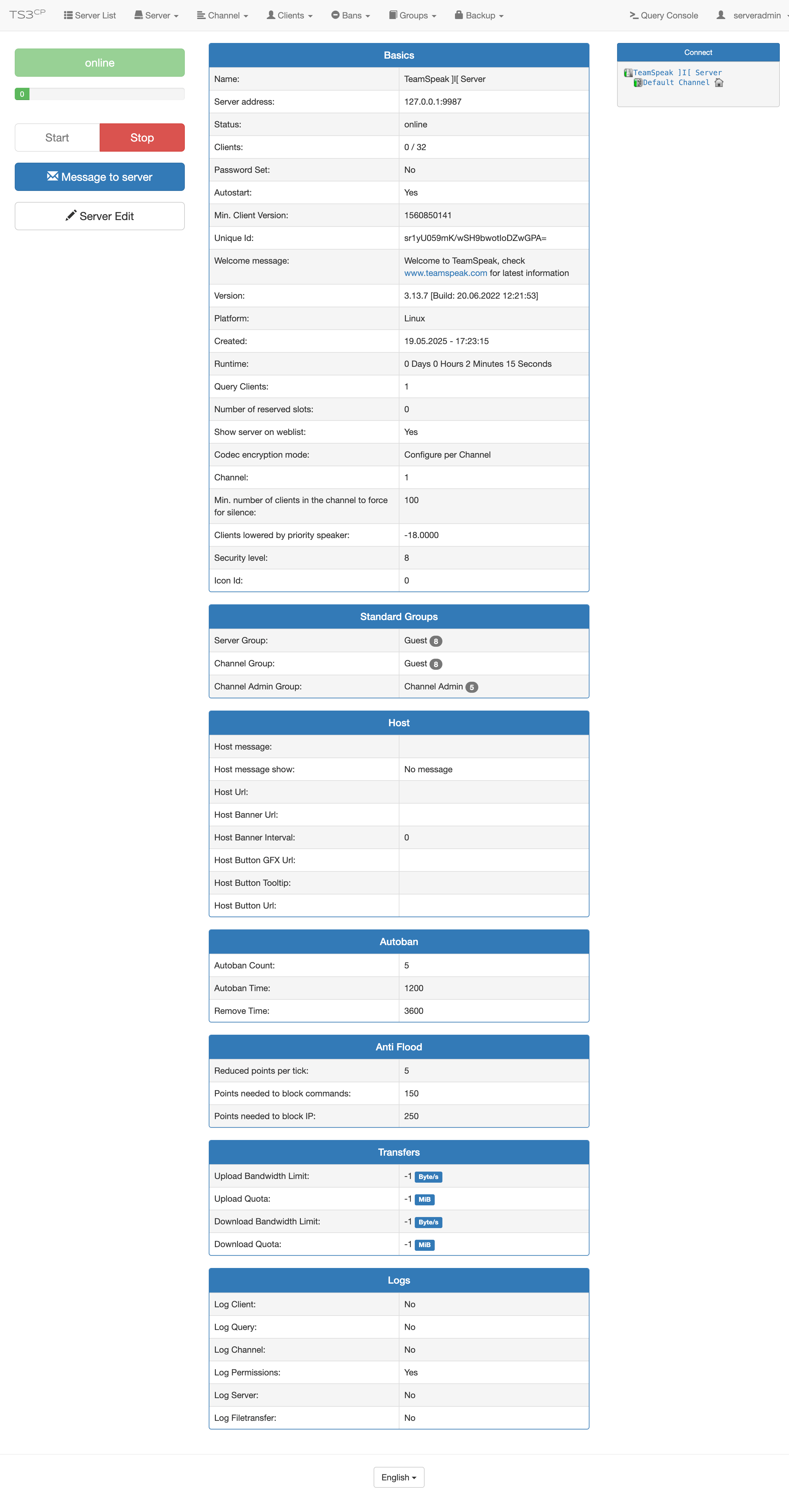 Screenshot of interface